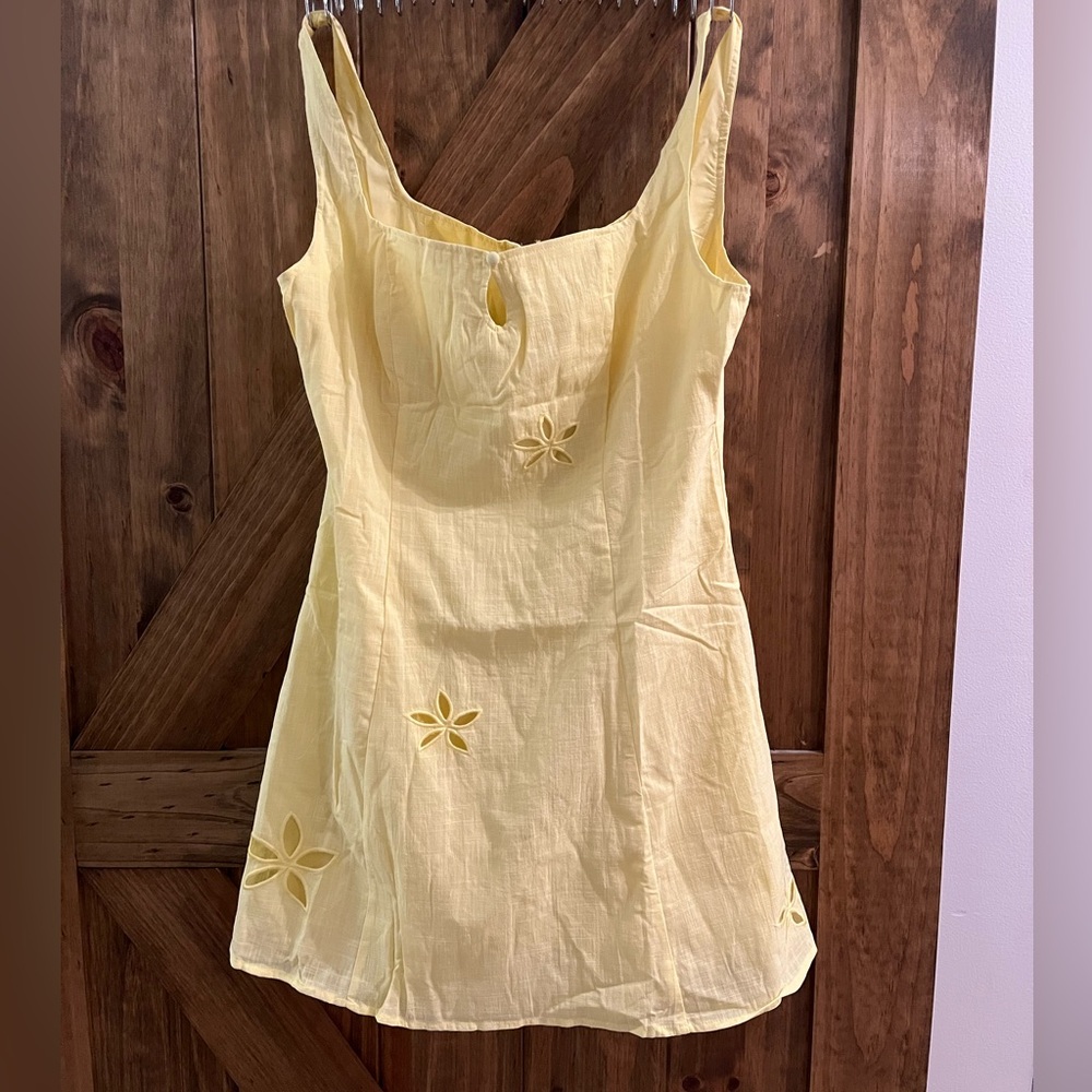 Yellow Eyelet Mini Dress